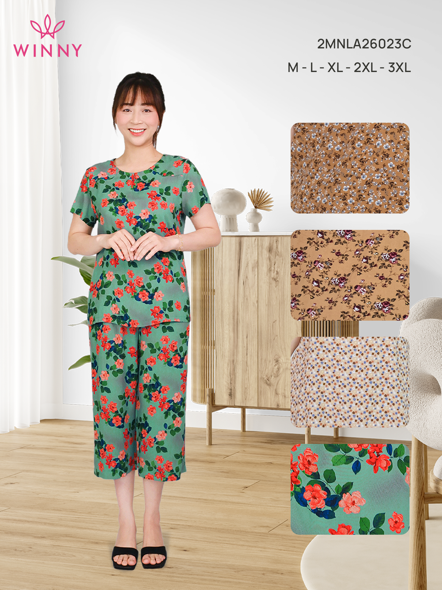 Bộ WONNER BY WINNY tole lanh quần culottes tay ngắn 2MNLA26023C