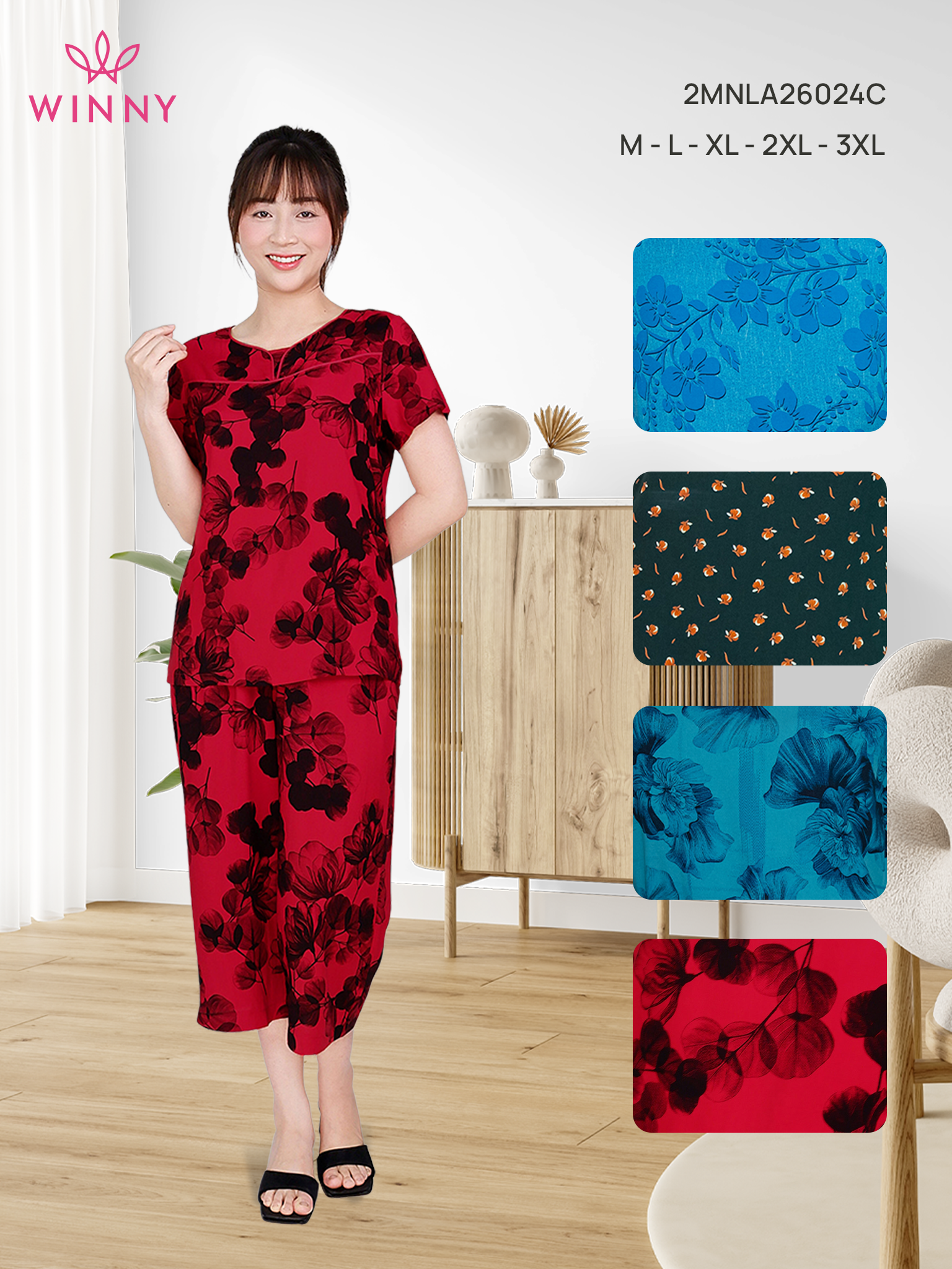 Bộ WONNER BY WINNY tole lanh quần culottes tay ngắn 2MNLA26024C