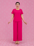  Bộ WONNER by WINNY mặc nhà lụa gấm quần dài tay ngắn màu hồng 2MNLG26001D 