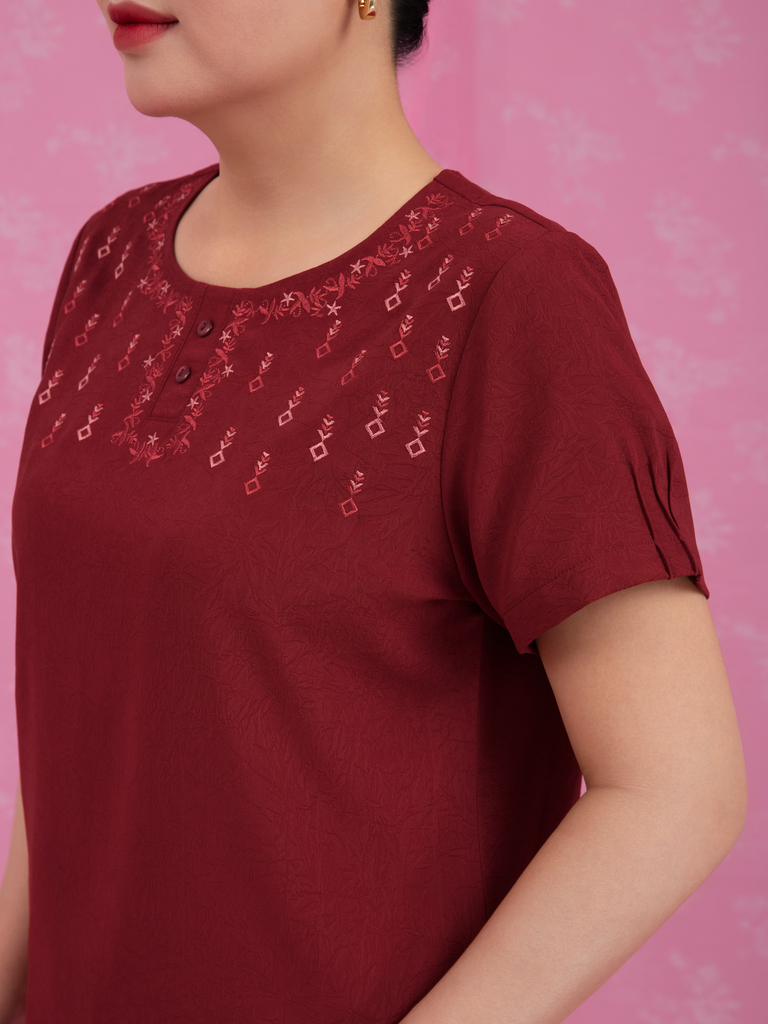 Bộ WONNER by WINNY mặc nhà lụa gấm quần dài tay ngắn 2MNLG26003D