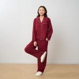  Bộ WINNY mặc nhà nỉ nhung quần dài tay dài màu đỏ đậm 1MNNN25002D 