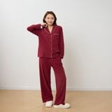  Bộ WINNY mặc nhà nỉ nhung quần dài tay dài màu đỏ đậm 1MNNN25002D 