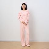 Bộ WINNY mặc nhà nỉ nhung quần dài tay dài màu hồng nhạt 1MNNN25006D 
