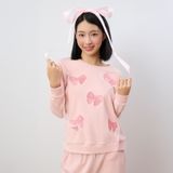  Bộ WINNY mặc nhà nỉ nhung quần dài tay dài màu hồng nhạt 1MNNN25006D 