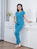  Bộ WONNER by WINNY mặc nhà cotton CVC quần dài tay ngắn màu xanh da trời 2MNCV26002D 
