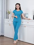  Bộ WONNER by WINNY mặc nhà cotton CVC quần dài tay ngắn màu xanh da trời 2MNCV26002D 