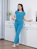  Bộ WONNER by WINNY mặc nhà cotton CVC quần dài tay ngắn màu xanh da trời 2MNCV26002D 