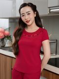  Bộ WONNER by WINNY mặc nhà cotton CVC quần dài tay ngắn màu đỏ 2MNCV26005D 