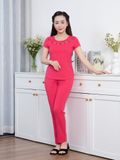  Bộ WONNER by WINNY mặc nhà cotton CVC quần dài tay ngắn màu hồng  2MNCV26006D 