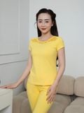  Bộ WONNER by WINNY mặc nhà cotton CVC quần lửng tay ngắn màu vàng 2MNCV26007L 