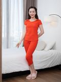  Bộ WONNER by WINNY mặc nhà cotton CVC quần lửng tay ngắn màu cam 2MNCV26008L 