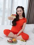  Bộ WONNER by WINNY mặc nhà cotton CVC quần lửng tay ngắn màu cam 2MNCV26008L 
