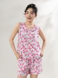 Bộ WONNER by WINNY mặc nhà tole lanh quần ngắn không tay màu hoa nhí hồng 2MNLA26005N 
