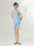  Bộ WONNER by WINNY mặc nhà tole lanh quần ngắn không tay màu hoa nhí xanh dương nhạt 2MNLA26006N 