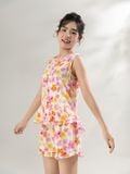  Bộ WONNER by WINNY mặc nhà tole lanh quần ngắn không tay màu hoa to hồng 2MNLA26008N 