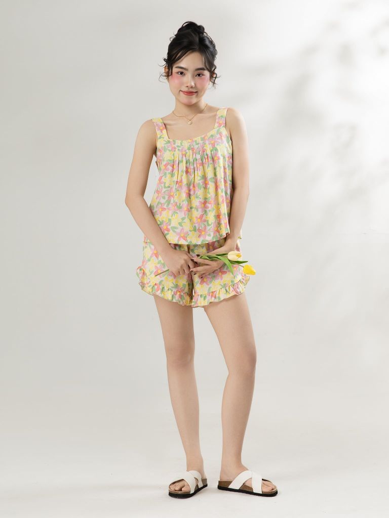 Bộ WONNER by WINNY mặc nhà tole lanh quần ngắn hai dây 2MNLA26011N