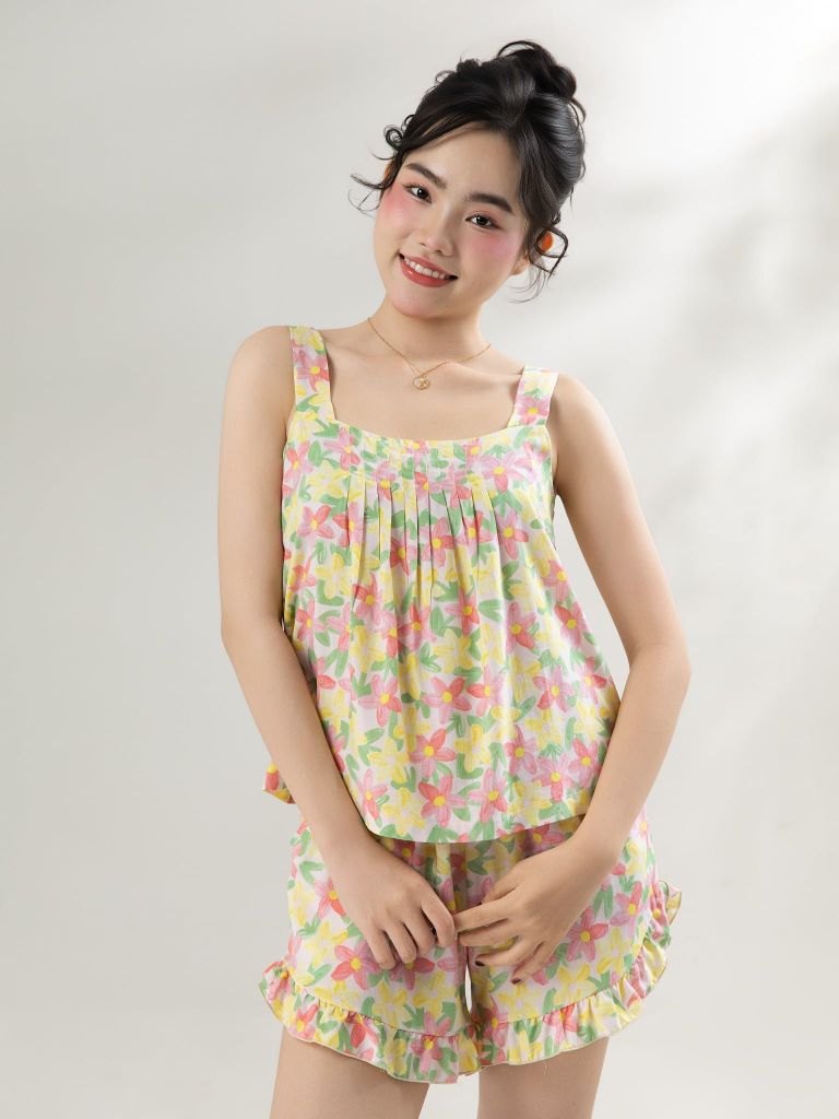Bộ WONNER by WINNY mặc nhà tole lanh quần ngắn hai dây 2MNLA26011N