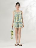  Bộ WONNER by WINNY mặc nhà tole lanh quần ngắn không tay màu hoa to xanh dương 2MNLA26012N 