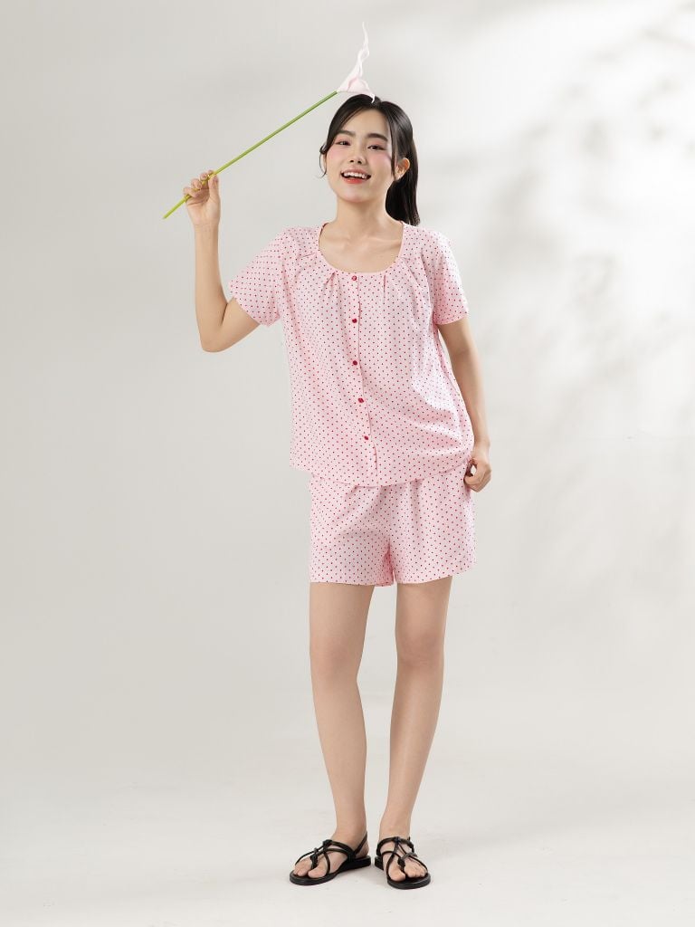 Bộ WONNER by WINNY mặc nhà tole lanh quần ngắn tay ngắn 2MNLA26013N