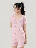  Bộ WONNER by WINNY mặc nhà tole lanh quần ngắn tay ngắn màu chấm bi hồng 2MNLA26013N 