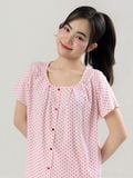  Bộ WONNER by WINNY mặc nhà tole lanh quần ngắn tay ngắn màu chấm bi hồng 2MNLA26013N 