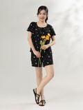 Bộ WONNER by WINNY mặc nhà tole lanh quần ngắn tay ngắn màu chấm bi đen 2MNLA26014N 
