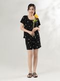  Bộ WONNER by WINNY mặc nhà tole lanh quần ngắn tay ngắn màu chấm bi đen 2MNLA26014N 
