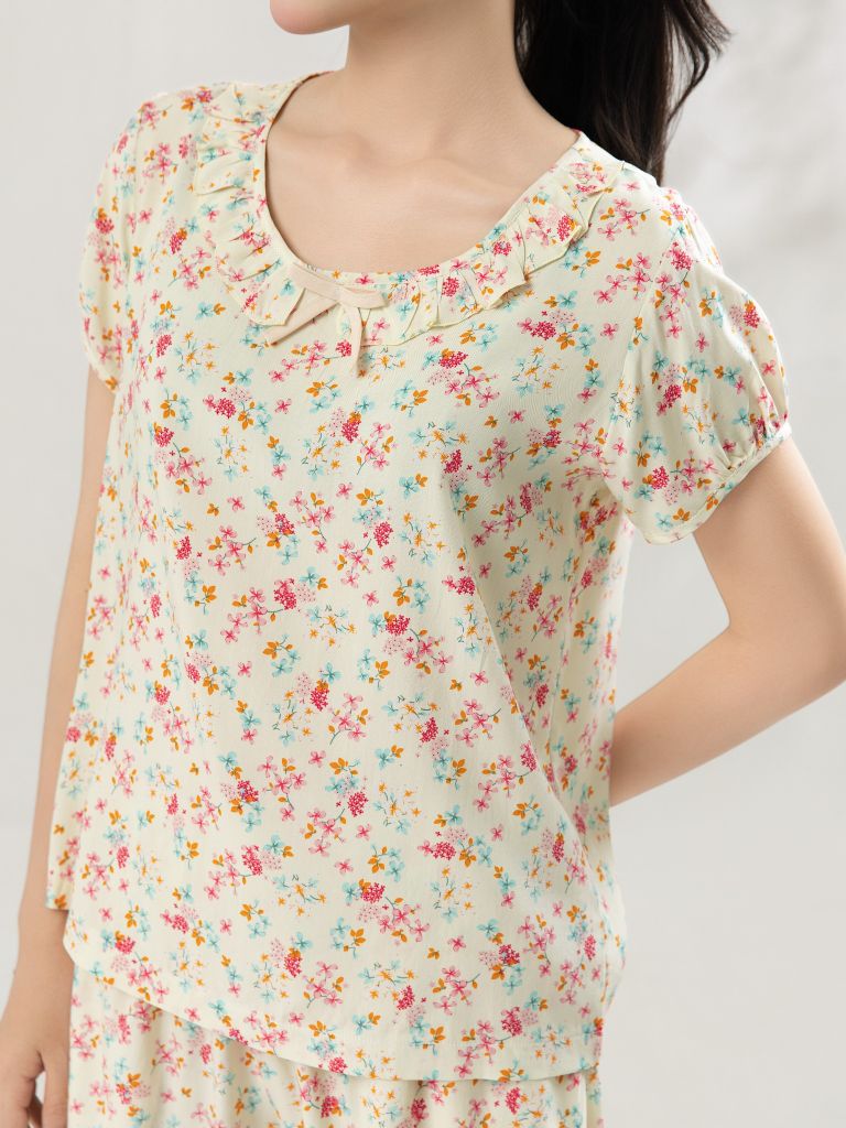 Bộ WONNER by WINNY mặc nhà tole lanh quần ngắn tay ngắn 2MNLA26015N