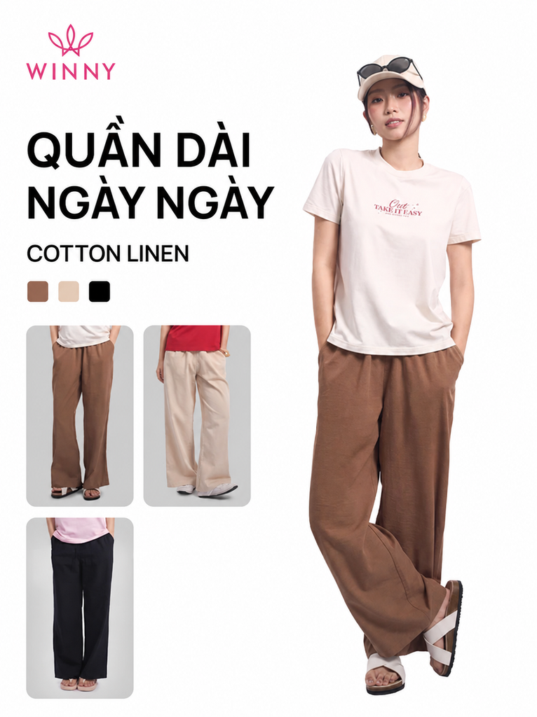 Quần WINNY cotton linen dài 1HQLN26001D
