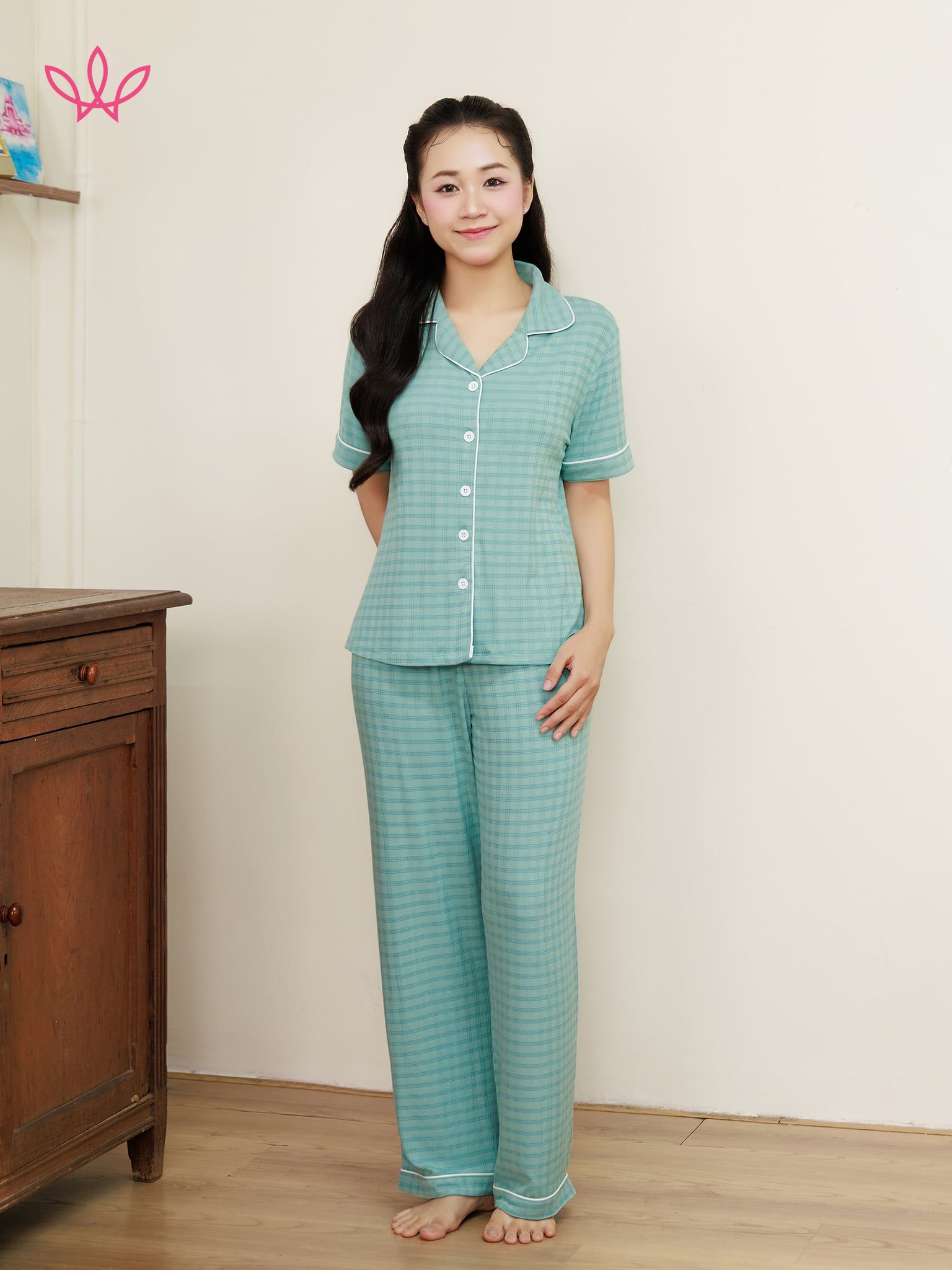 Bộ WINNY cotton pijama quần dài tay ngắn 1MNCT26015D