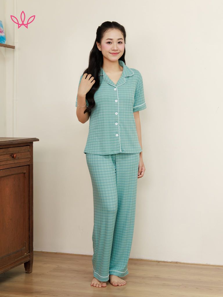 Bộ WINNY cotton pijama quần dài tay ngắn 1MNCT26015D