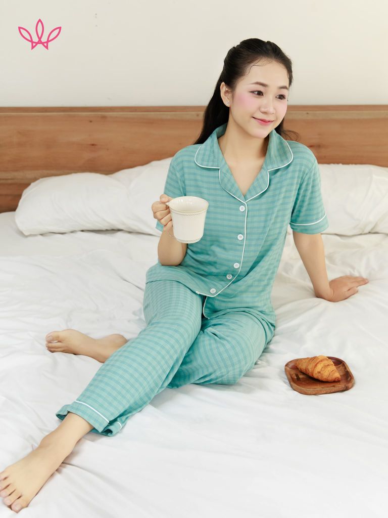 Bộ WINNY cotton pijama quần dài tay ngắn 1MNCT26015D