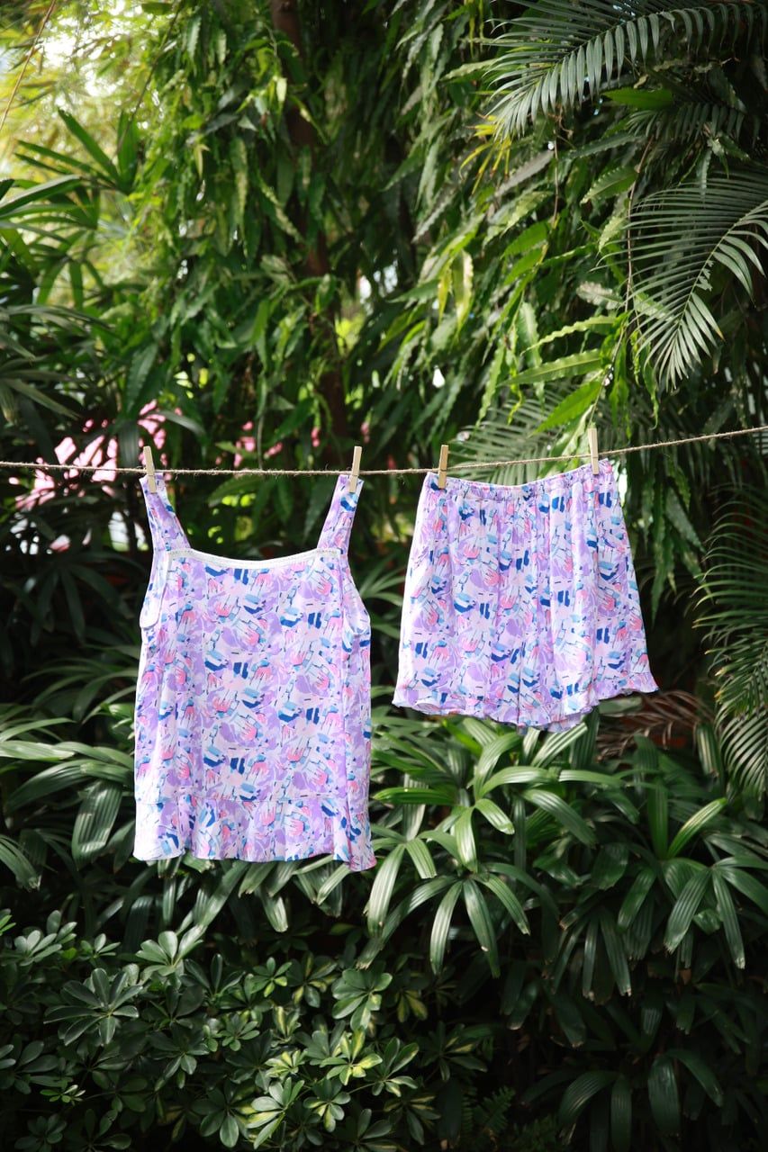 Bộ WINNY viscose 40s quần ngắn hai dây 1MNLA26027N