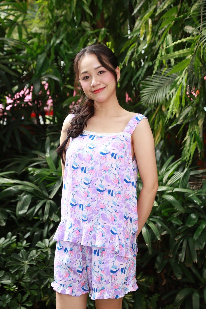 Bộ WINNY viscose 40s quần ngắn hai dây 1MNLA26027N