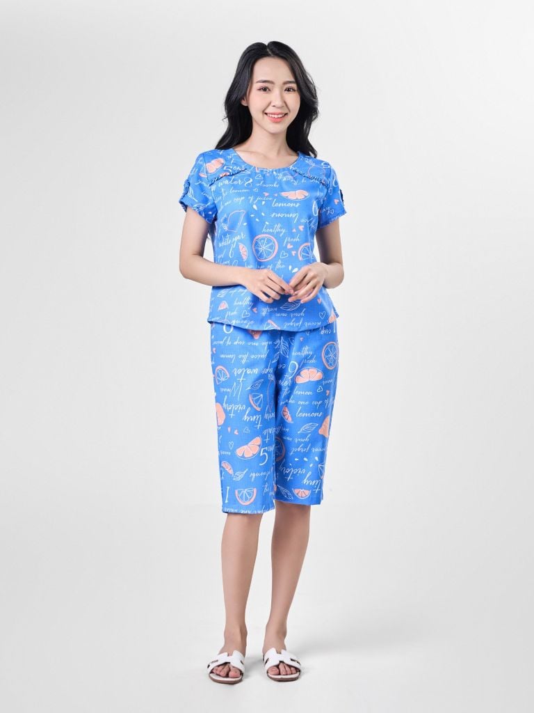 Bộ đồ mặc nhà Woven quần lửng tay ngắn  -  2MNWO24034N