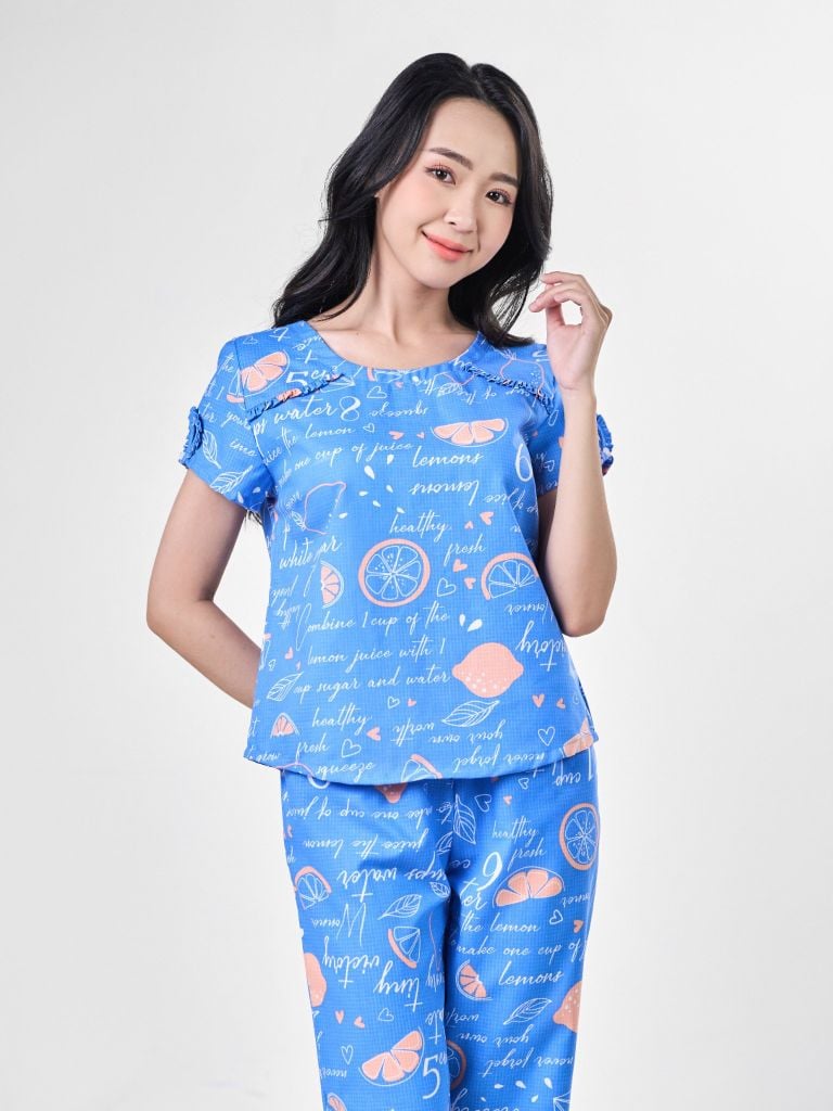 Bộ đồ mặc nhà Woven quần lửng tay ngắn  -  2MNWO24034N