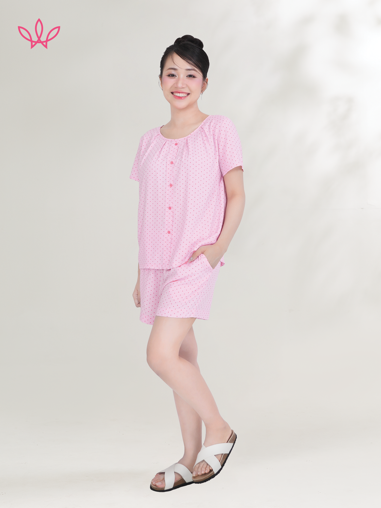 Bộ WONNER by WINNY mặc nhà tole lanh quần ngắn tay ngắn 2MNLA26013N