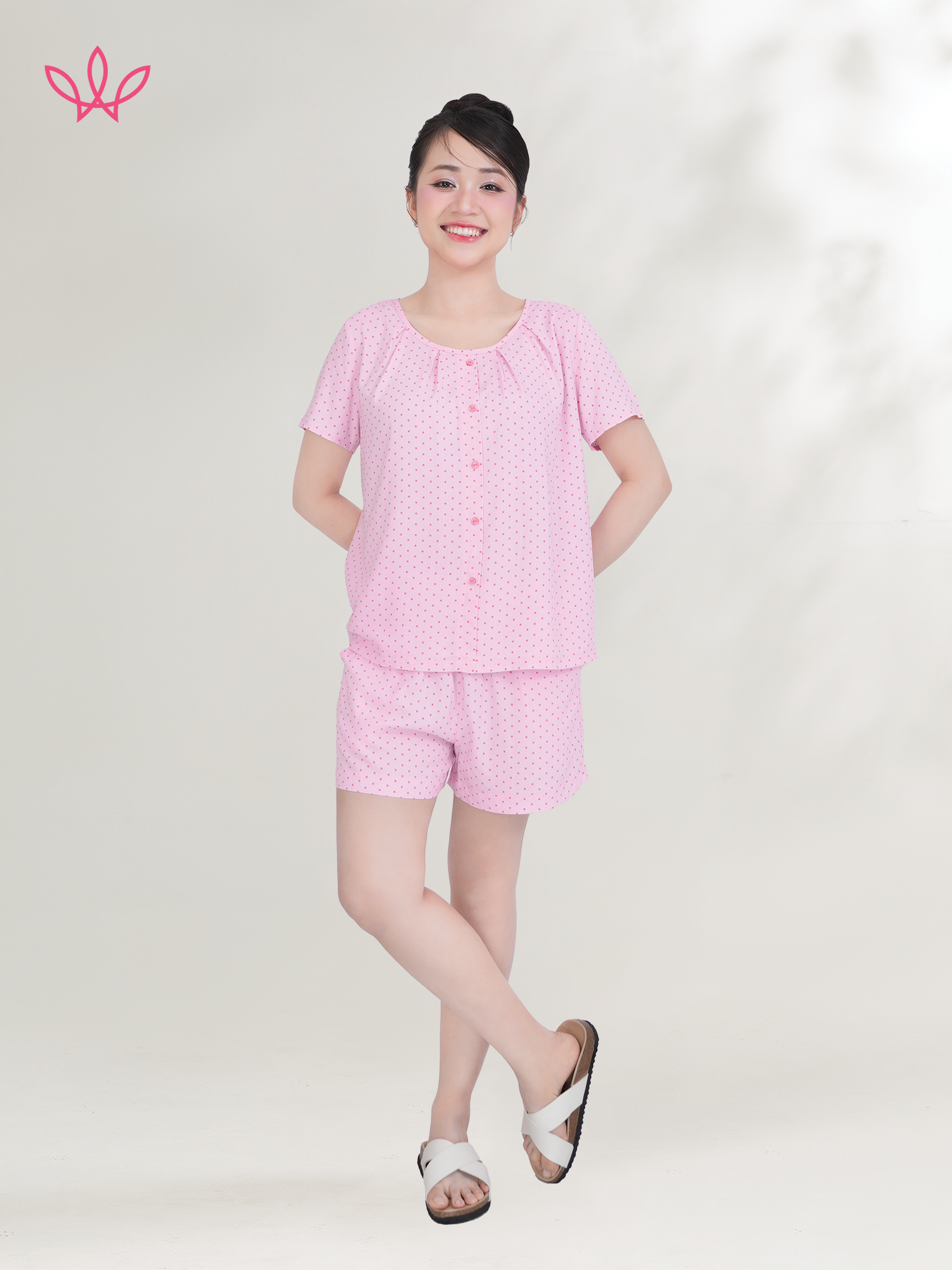 Bộ WONNER by WINNY mặc nhà tole lanh quần ngắn tay ngắn 2MNLA26013N
