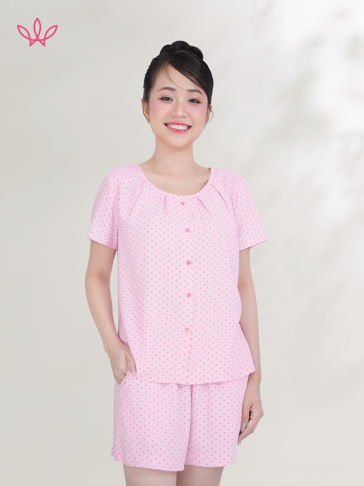 Bộ WONNER by WINNY mặc nhà tole lanh quần ngắn tay ngắn 2MNLA26013N