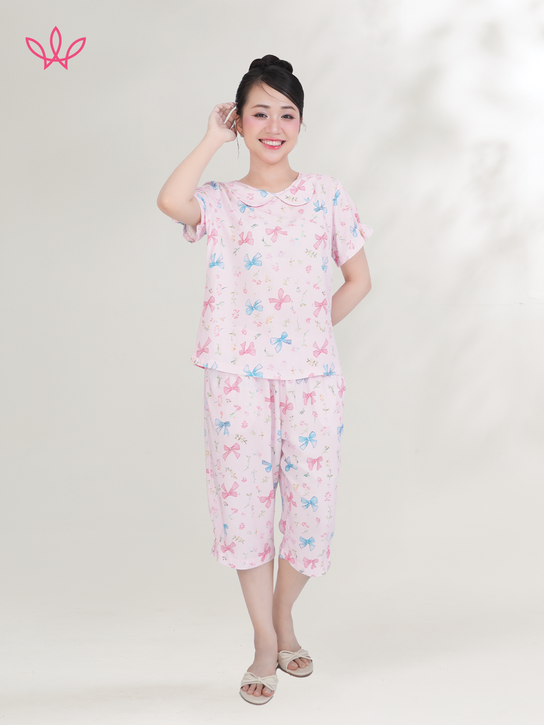 Bộ WONNER BY WINNY tole lanh quần lửng tay ngắn 2MNLA26020L