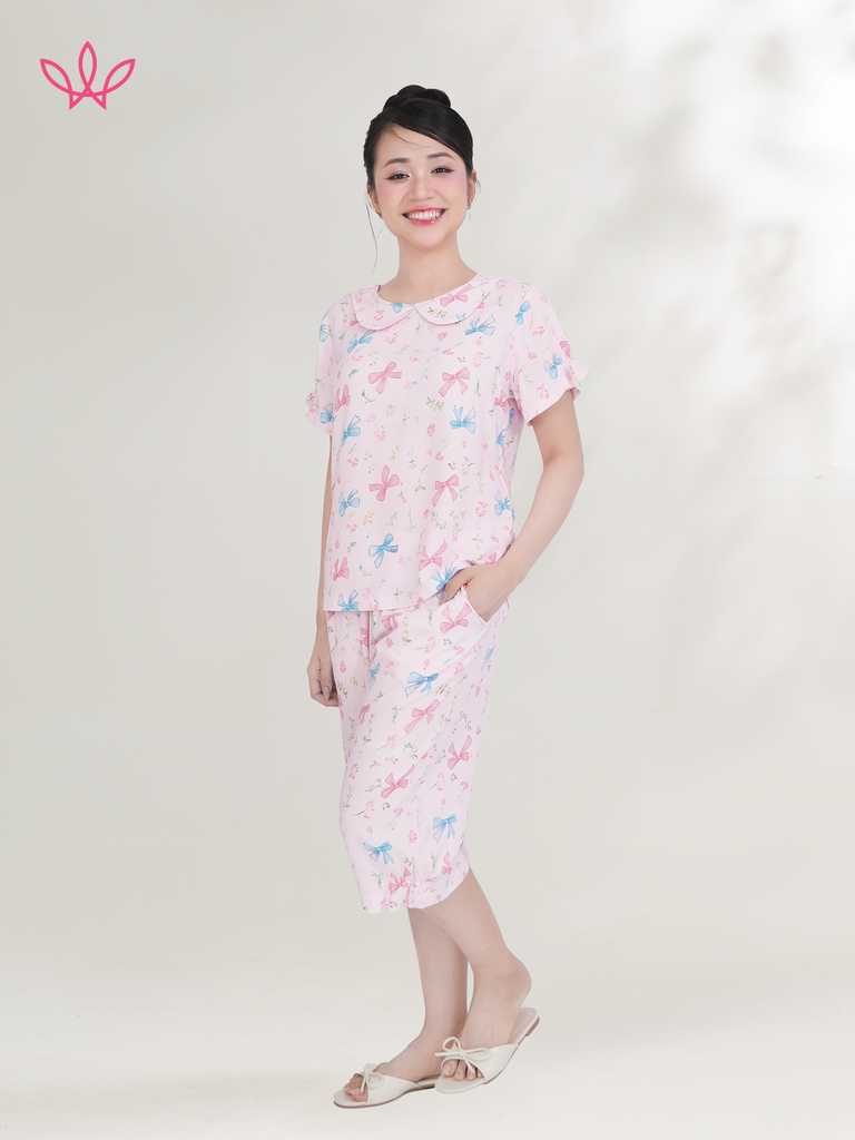 Bộ WONNER BY WINNY tole lanh quần lửng tay ngắn 2MNLA26020L