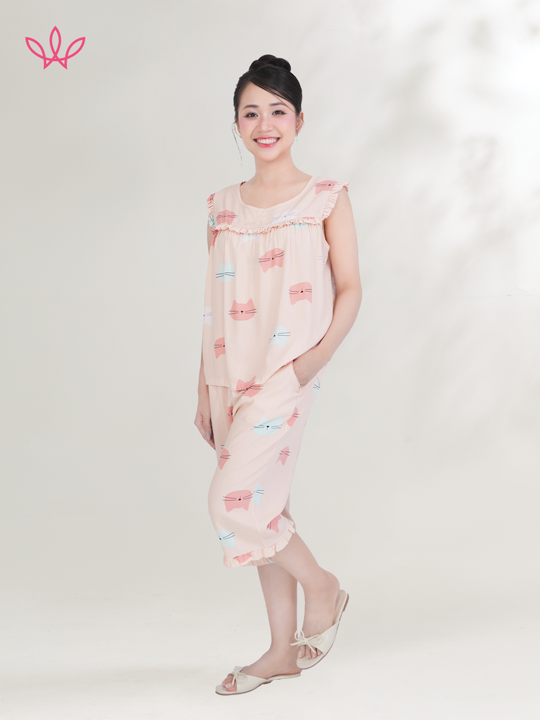 Bộ WONNER BY WINNY tole lanh quần lửng không tay 2MNLA26018L