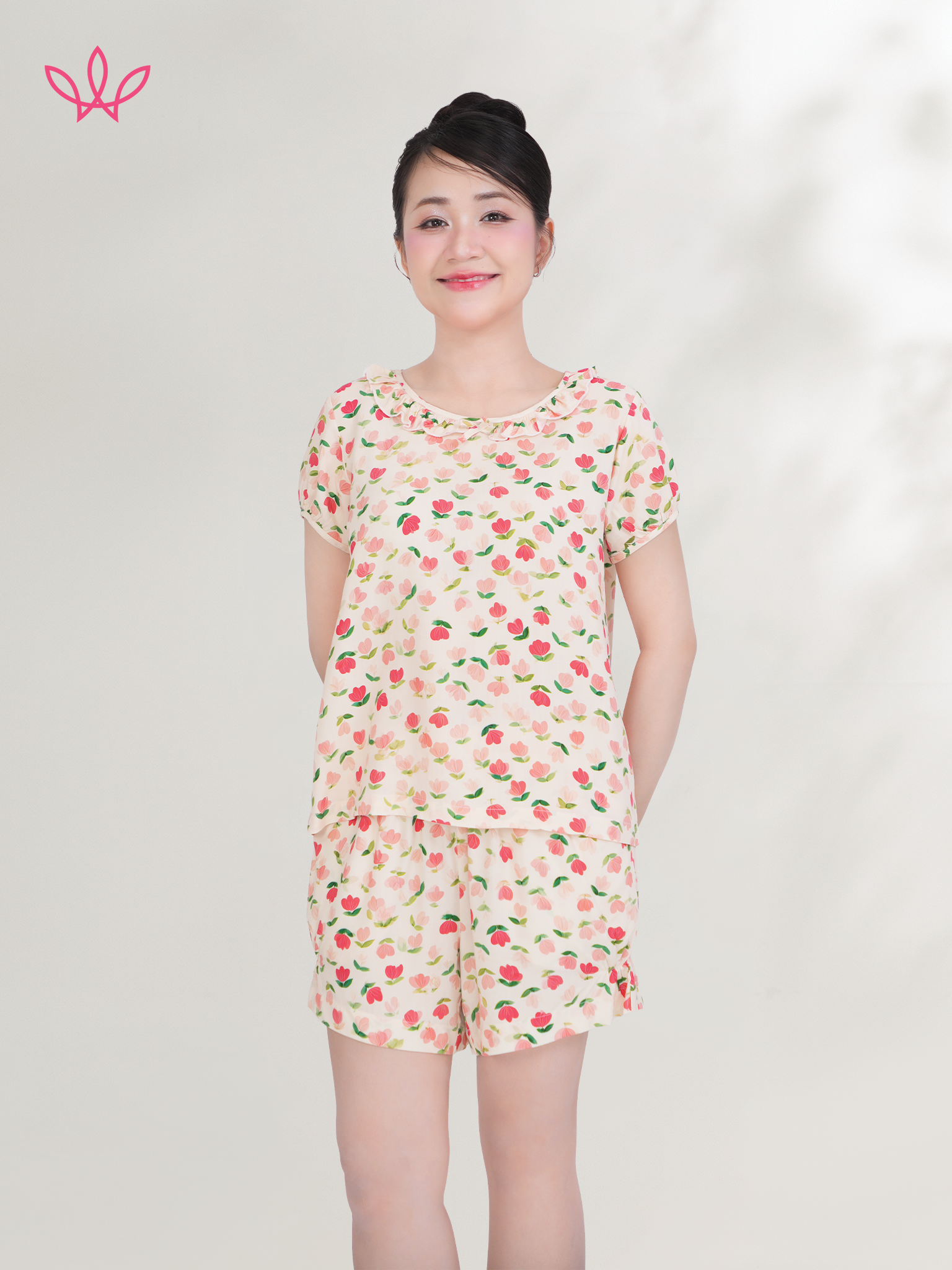 Bộ WONNER by WINNY mặc nhà tole lanh quần ngắn tay ngắn 2MNLA26015N