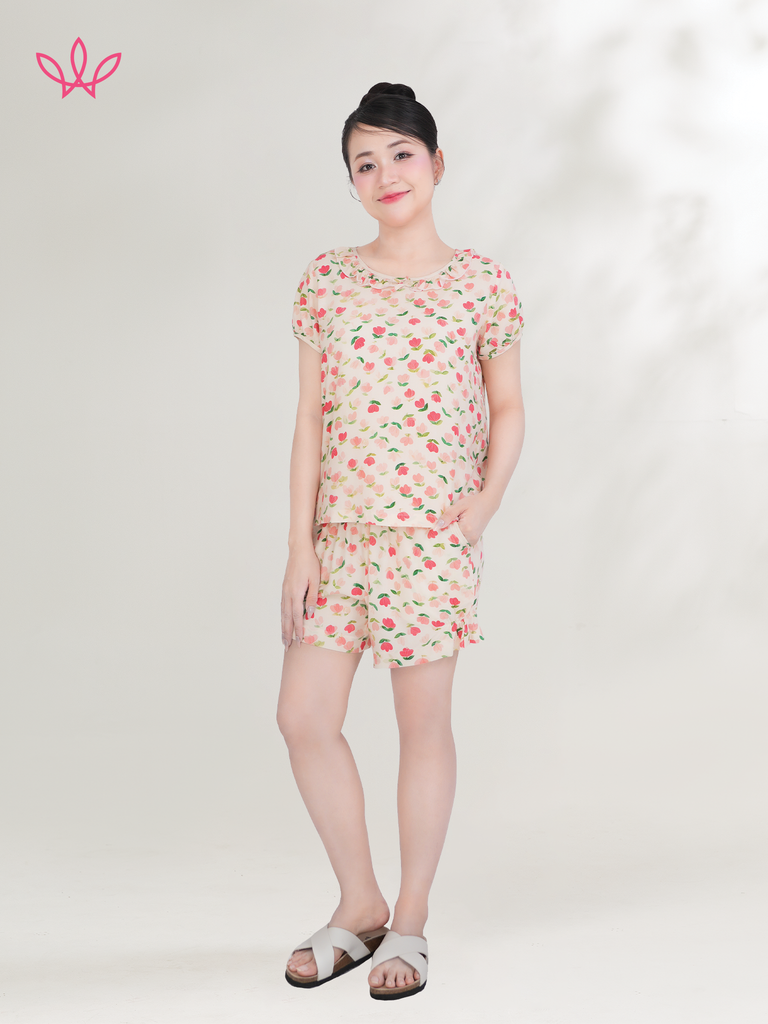 Bộ WONNER by WINNY mặc nhà tole lanh quần ngắn tay ngắn 2MNLA26015N