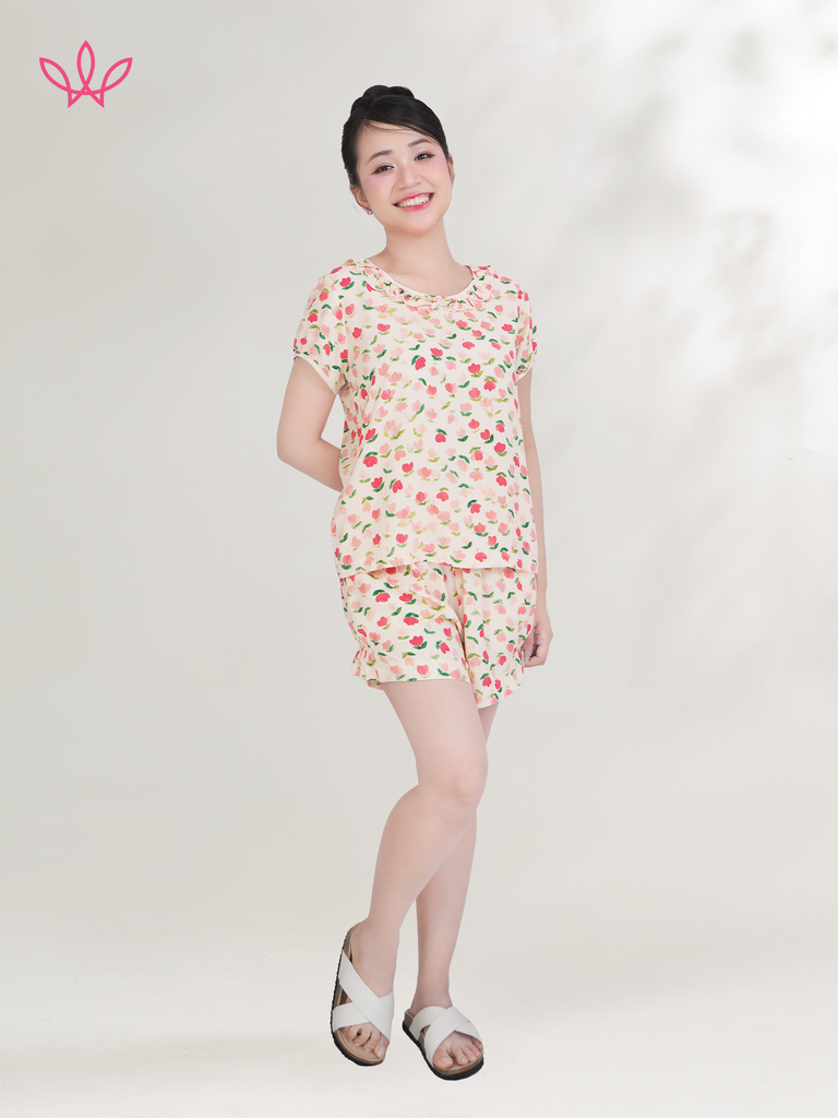 Bộ WONNER by WINNY mặc nhà tole lanh quần ngắn tay ngắn 2MNLA26015N