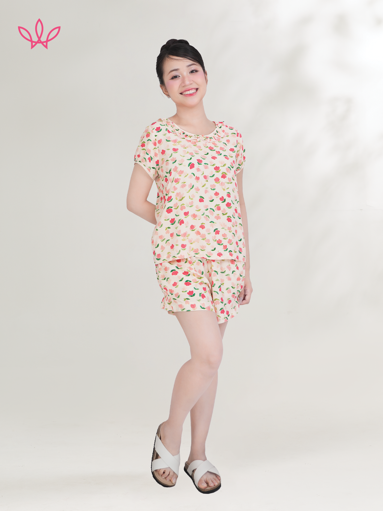 Bộ WONNER by WINNY mặc nhà tole lanh quần ngắn tay ngắn 2MNLA26015N