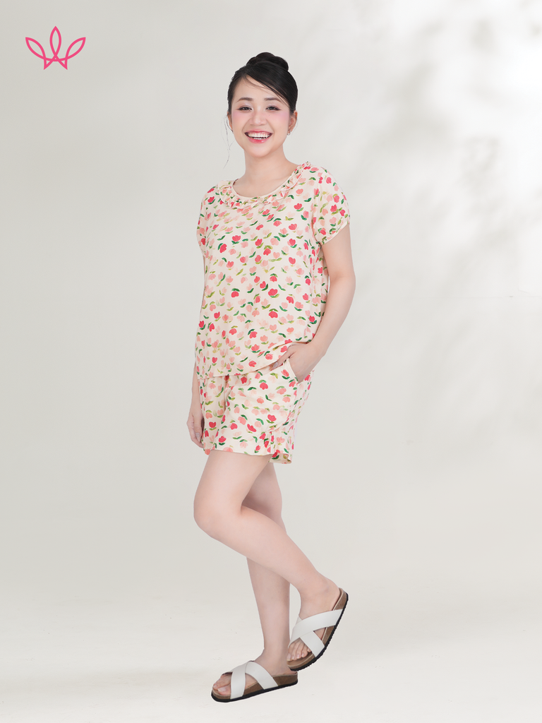 Bộ WONNER by WINNY mặc nhà tole lanh quần ngắn tay ngắn 2MNLA26015N
