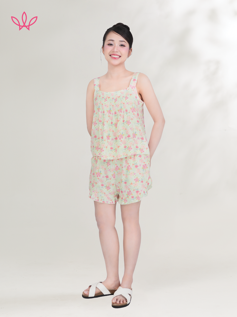 Bộ WONNER by WINNY mặc nhà tole lanh quần ngắn hai dây 2MNLA26011N