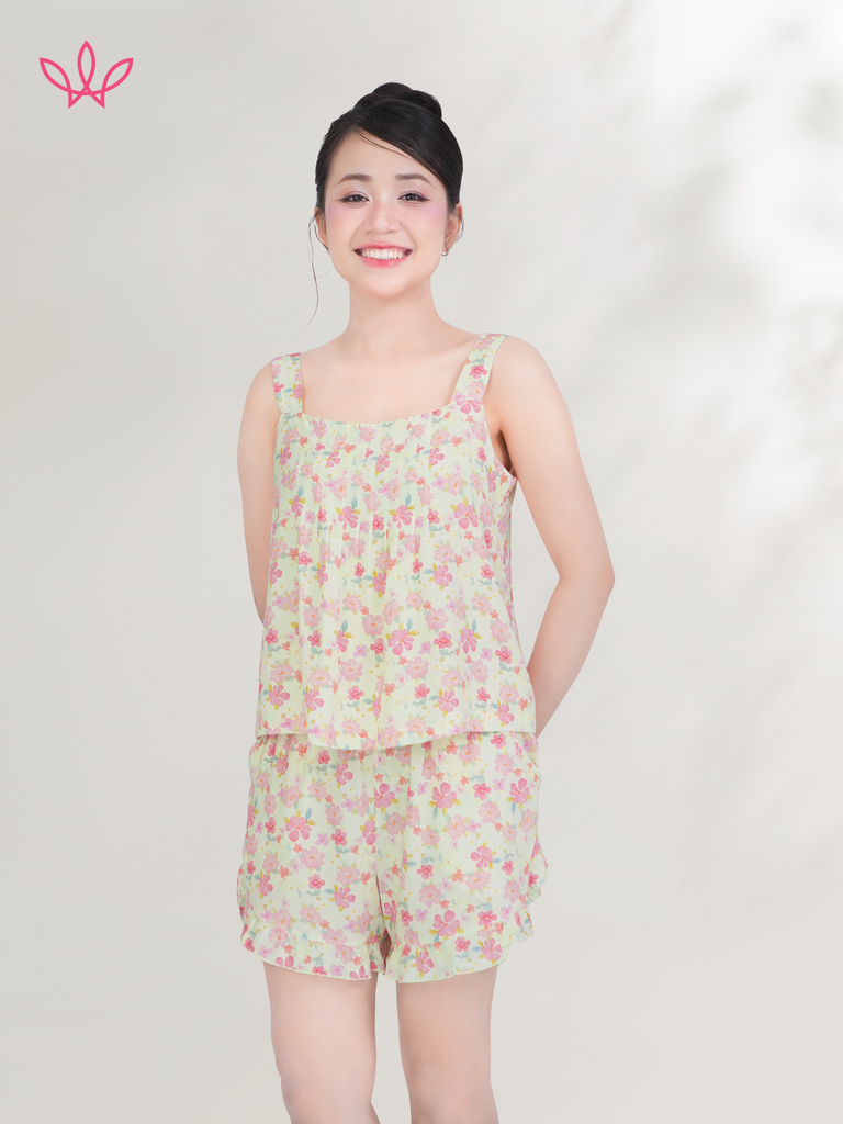 Bộ WONNER by WINNY mặc nhà tole lanh quần ngắn hai dây 2MNLA26011N