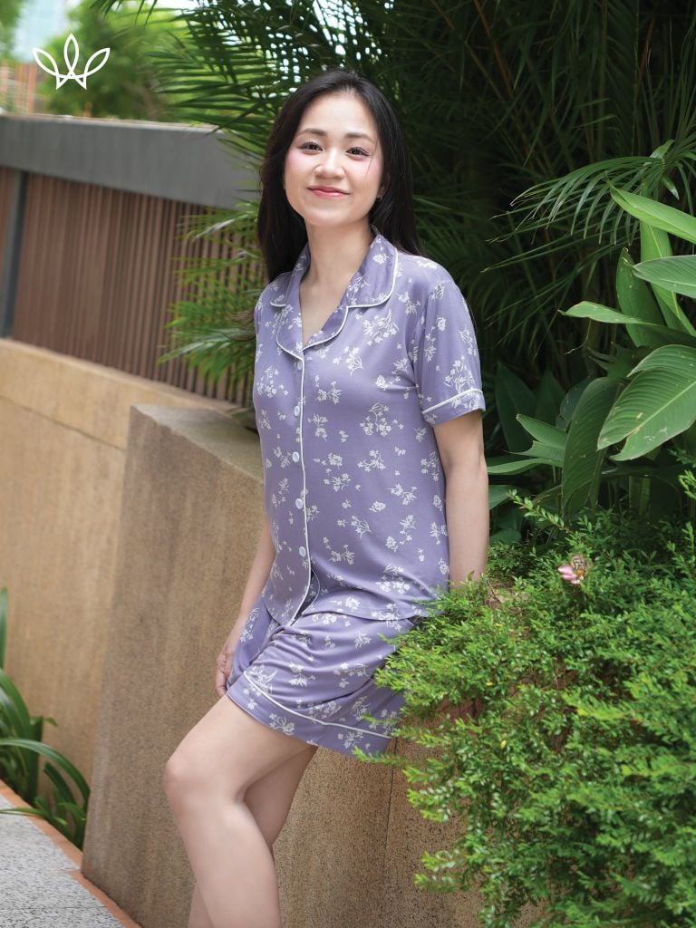 Bộ WINNY cotton pijama quần ngắn tay ngắn 1MNCT26014N